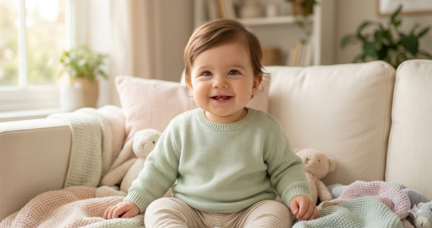cute baby with soft styled hair showing easy baby hair styles