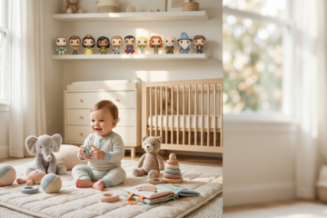 Funko Pop for baby safety guide showing nursery setup with toys and collectibles placed safely out of reach